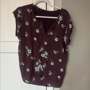 Papermoon Floral V-Neck Blouse - Deep Purple